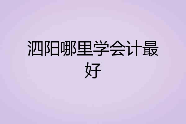 泗阳哪里学会计最好