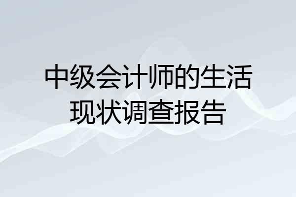 中级会计师的生活现状调查报告