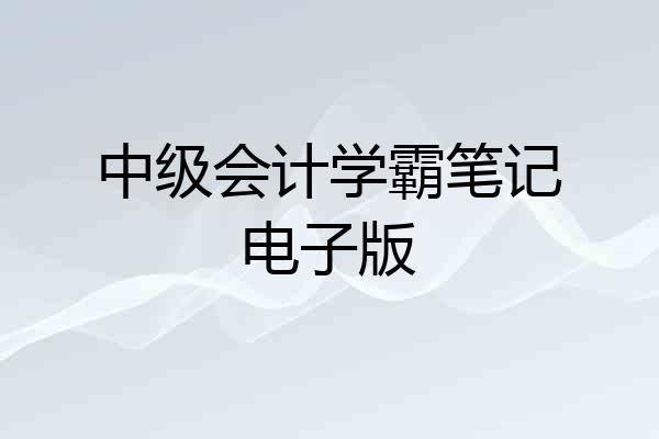 中级会计学霸笔记电子版