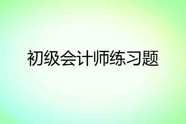 初级会计师练习题