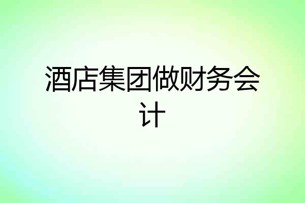 酒店集团做财务会计