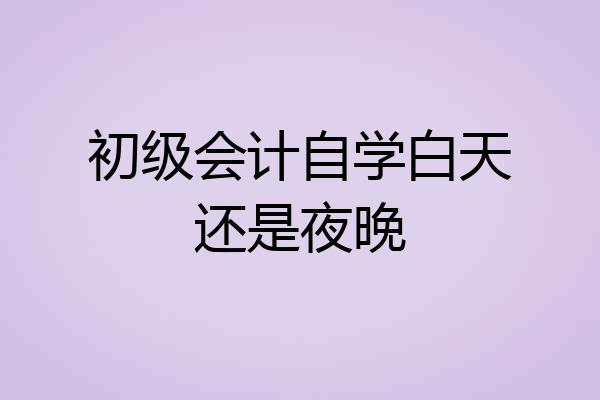 初级会计自学白天还是夜晚