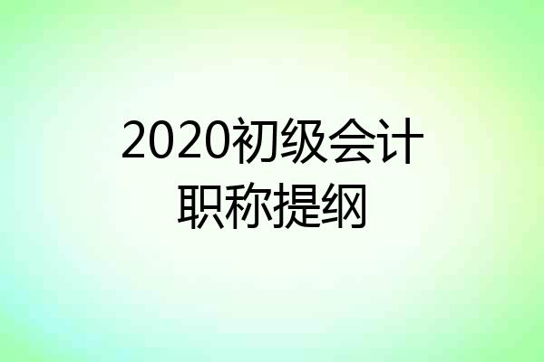 2020初级会计职称提纲