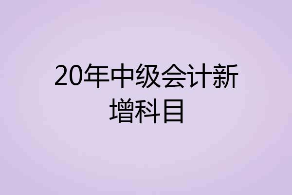 20年中级会计新增科目