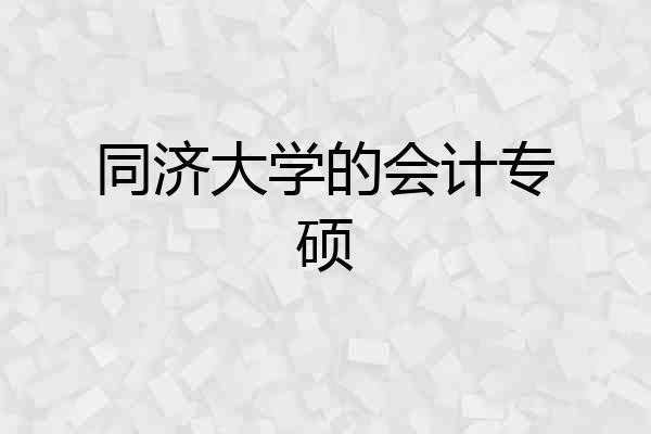 同济大学的会计专硕