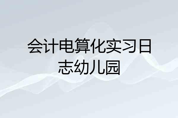 会计电算化实习日志幼儿园