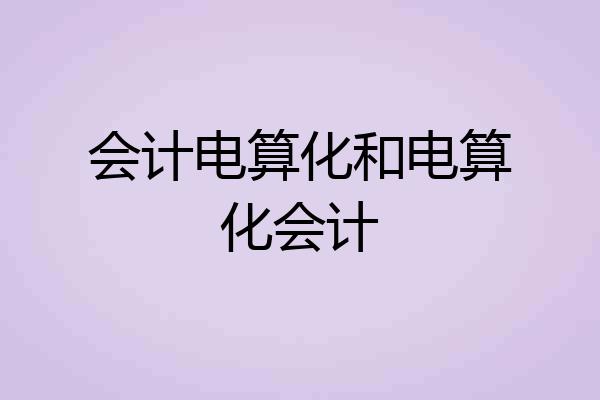 会计电算化和电算化会计