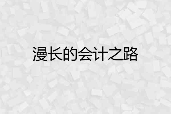 漫长的会计之路