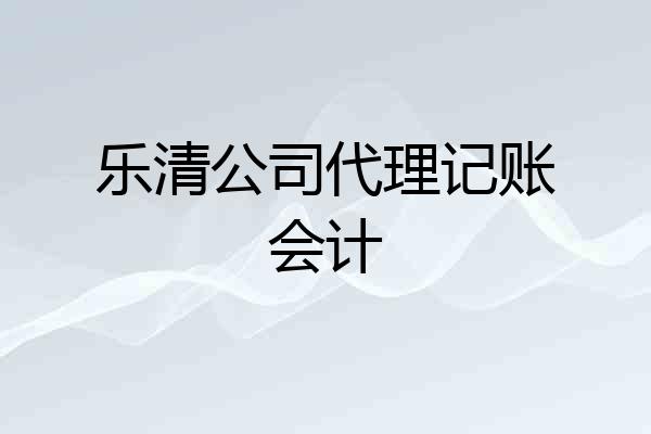 乐清公司代理记账会计