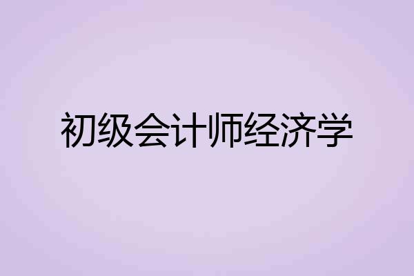 初级会计师经济学