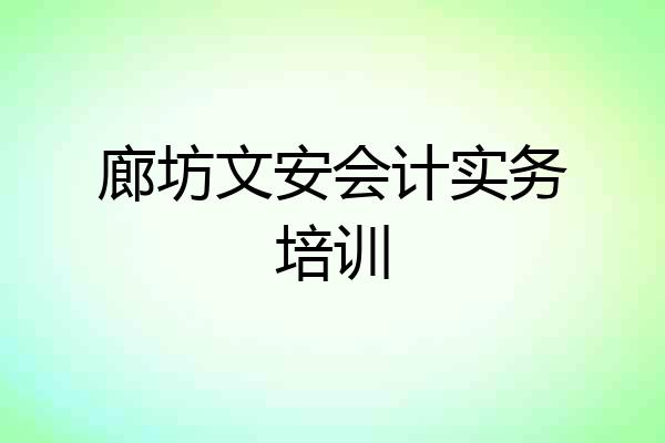 廊坊文安会计实务培训