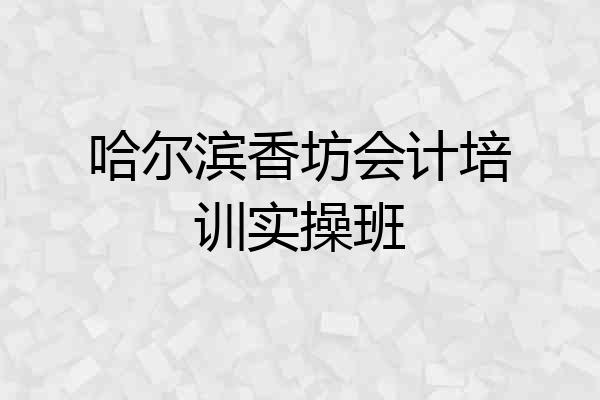 哈尔滨香坊会计培训实操班