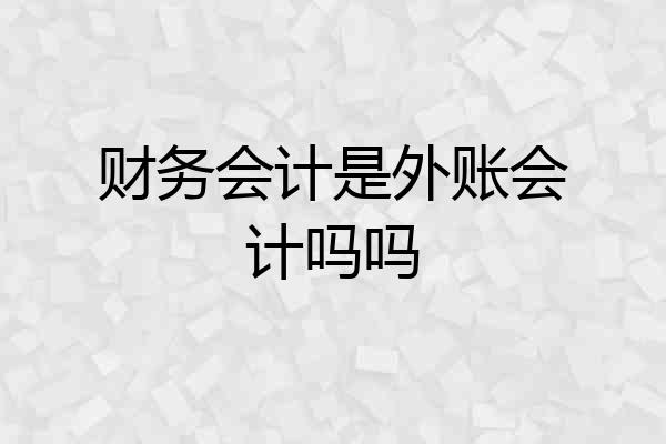 财务会计是外账会计吗吗