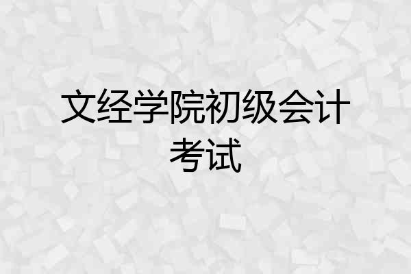 文经学院初级会计考试