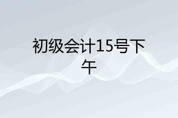初级会计15号下午