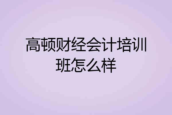 高顿财经会计培训班怎么样