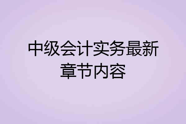 中级会计实务最新章节内容
