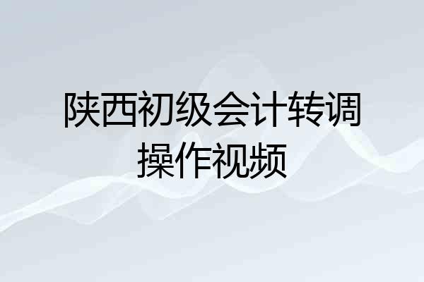 陕西初级会计转调操作视频
