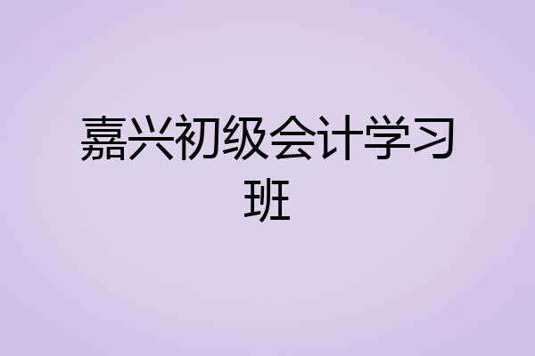 嘉兴初级会计学习班