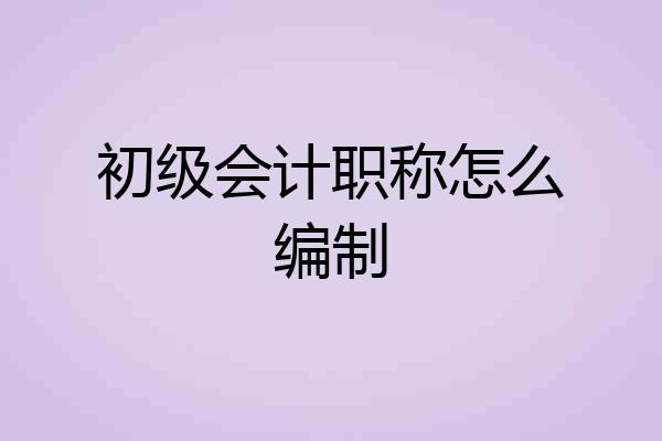 初级会计职称怎么编制