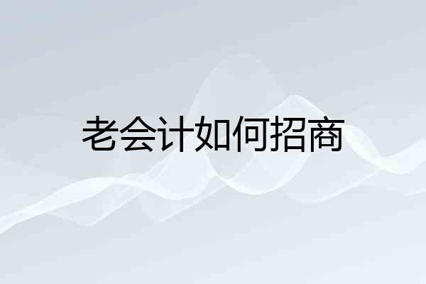 老会计如何招商