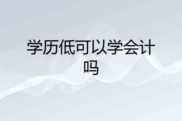 学历低可以学会计吗