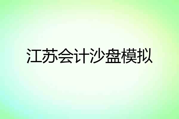 江苏会计沙盘模拟