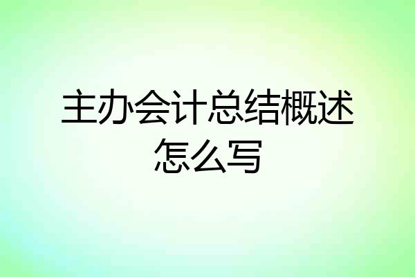 主办会计总结概述怎么写
