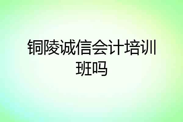 铜陵诚信会计培训班吗