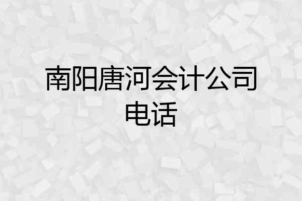 南阳唐河会计公司电话