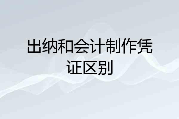 出纳和会计制作凭证区别