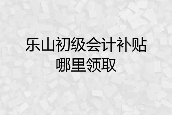 乐山初级会计补贴哪里领取