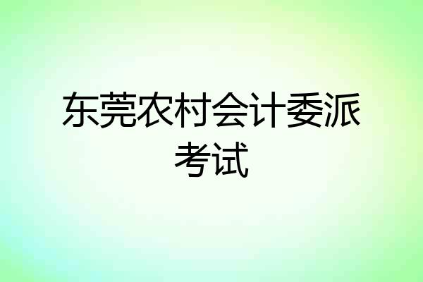 东莞农村会计委派考试