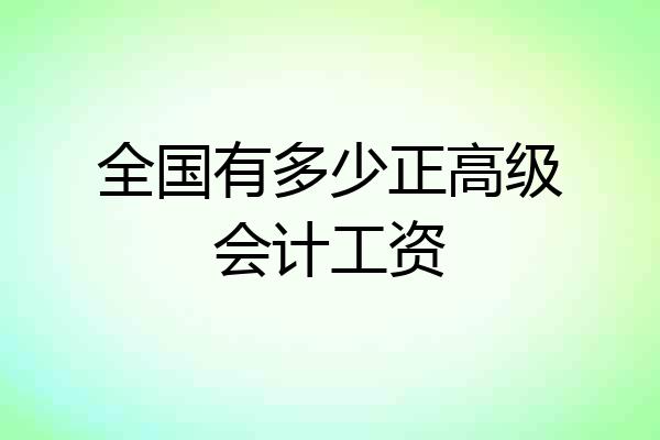 全国有多少正高级会计工资