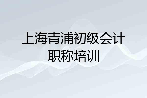 上海青浦初级会计职称培训