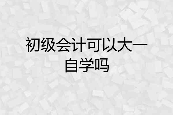 初级会计可以大一自学吗