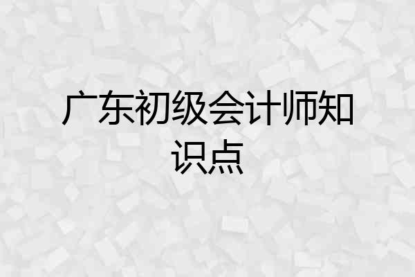 广东初级会计师知识点