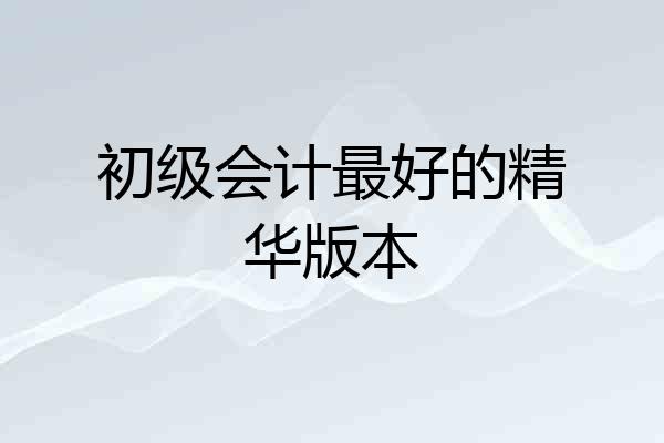 初级会计最好的精华版本