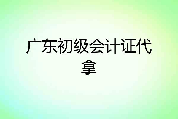广东初级会计证代拿