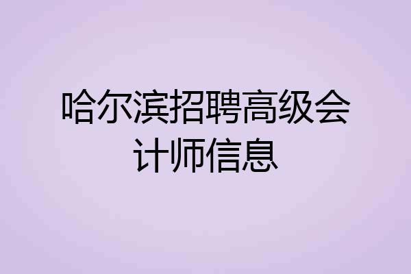 哈尔滨招聘高级会计师信息