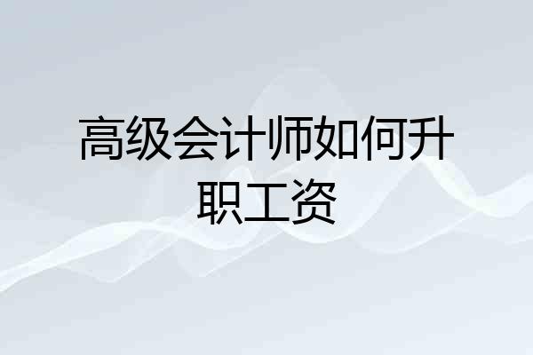 高级会计师如何升职工资