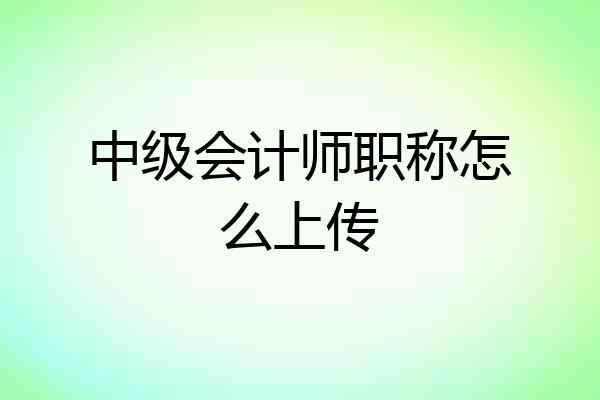 中级会计师职称怎么上传