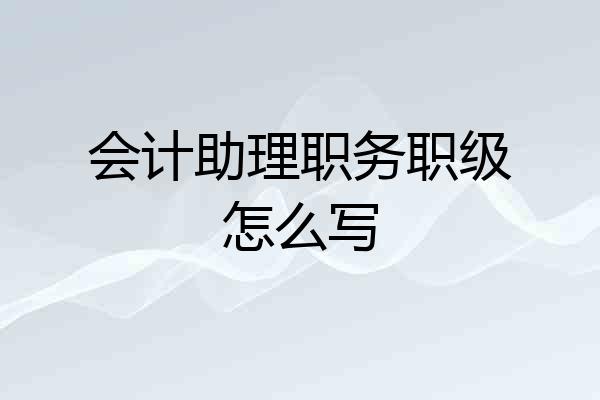 会计助理职务职级怎么写