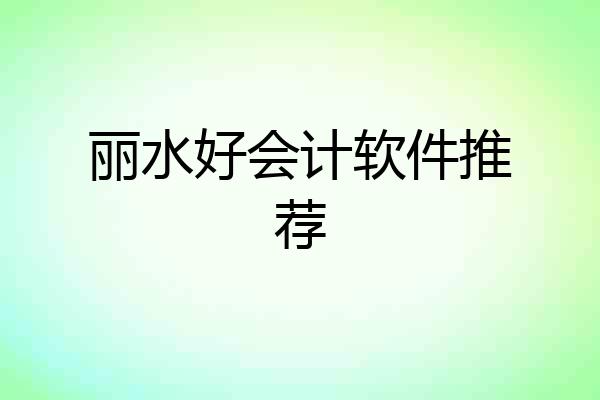 丽水好会计软件推荐