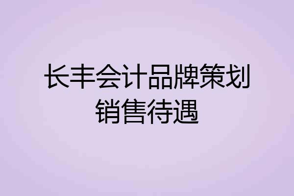 长丰会计品牌策划销售待遇