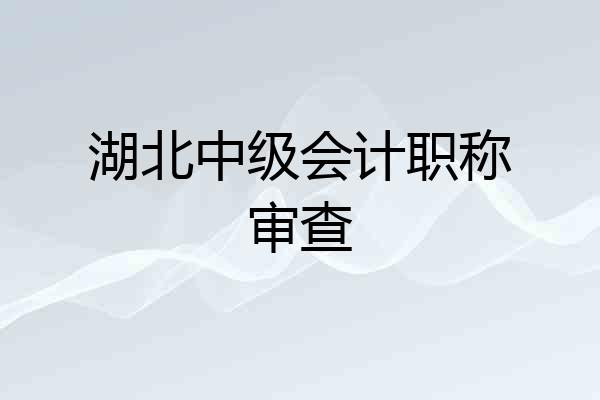 湖北中级会计职称审查