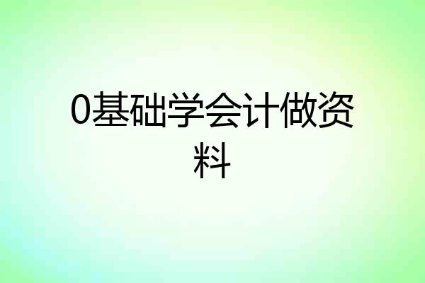 0基础学会计做资料