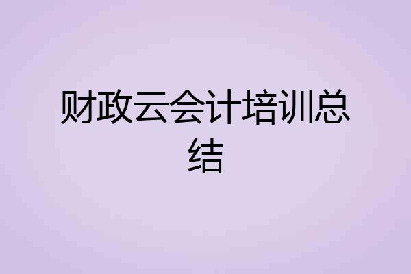 财政云会计培训总结