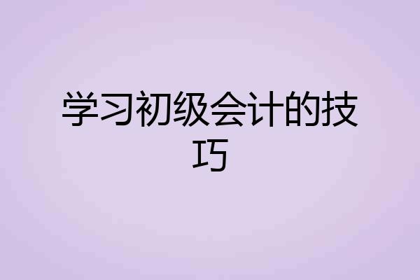 学习初级会计的技巧