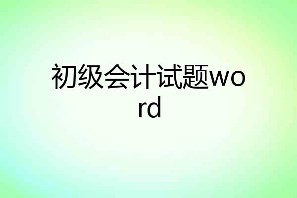 初级会计试题word